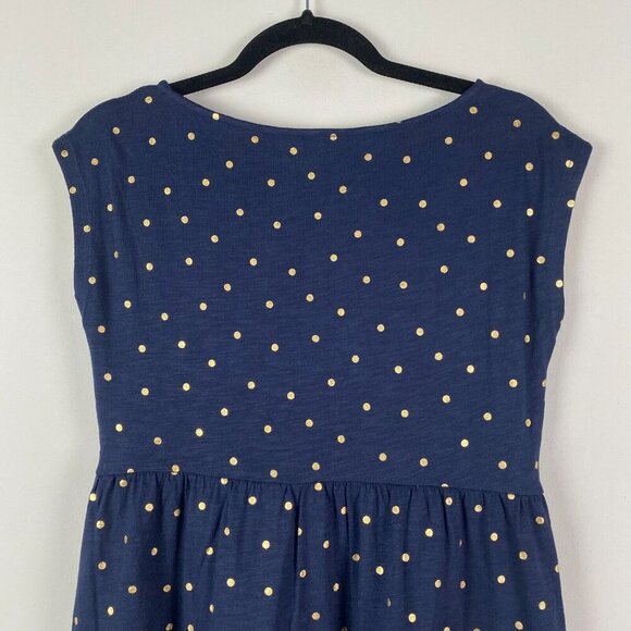 Boden Romaine Tiered Jersey Dress Navy and Gold Polka Dot US Size 2P - Picture 8 of 11